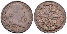 Carlos IV (1788-1808). 8 maravedís. 1804. Segovia. (Cal-1495). Ae. 11,76 g. MBC+. Est...40,00.