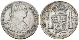 Carlos IV (1788-1808). 8 reales. 1808. Lima. JP. (Cal-662). Ag. 25,91 g. Limpiada. MBC. Est...70,00.