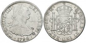 Carlos IV (1788-1808). 8 reales. 1796. México. FM. (Cal-690). Ag. 27,02 g. Brillo original. Buen ejemplar. EBC+. Est...160,00.