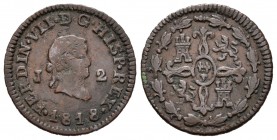 Fernando VII (1808-1833). 2 maravedís. 1818. Jubia. (Cal-1585). Ae. 2,68 g. MBC-. Est...18,00.