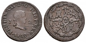Fernando VII (1808-1833). 2 maravedís. 1819. Jubia. (Cal-1586). Ae. 3,19 g. Cuño roto. MBC. Est...15,00.