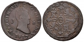 Fernando VII (1808-1833). 8 maravedís. 1817. Jubia. (Cal-1550). Ae. 9,48 g. BC+. Est...15,00.