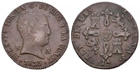 Fernando VII (1808-1833). 8 maravedís. 1823. Jubia. (Cal-1557). Ae. 9,74 g. MBC. Est...80,00.