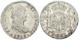 Fernando VII (1808-1833). 8 reales. 1818. México. JJ. (Cal-561). Ag. 26,81 g. Defectos en reverso. MBC-. Est...55,00.