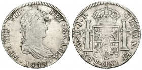 Fernando VII (1808-1833). 8 reales. 1819. México. JJ. (Cal-563). Ag. 26,95 g. MBC. Est...65,00.
