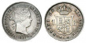 Isabel II (1833-1868). 1 real. 1860. Sevilla. (Cal-441). Ag. 1,29 g. Rayita en el cuello. EBC. Est...45,00.