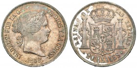 Isabel II (1833-1868). 20 reales. 1859. Madrid. (Cal-181). Ag. 26,01 g. Buen ejemplar. EBC. Est...320,00.