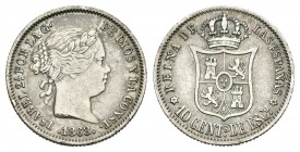 Isabel II (1833-1868). 10 céntimos de escudo. 1868*6-8. Madrid. (Cal-448). Ag. 1,31 g. BC+. Est...15,00.