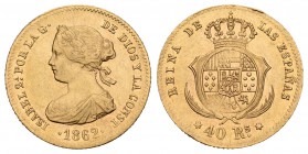 Isabel II (1833-1868). 40 reales. 1862. Madrid. (Cal-104). Au. 3,39 g. MBC+. Est...140,00.
