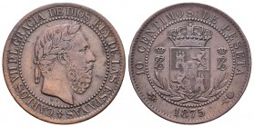 Carlos VII (1872-1876). 10 céntimos. 1875. Bruselas. (Cal-8). Ae. 9,90 g. MBC. Est...60,00.