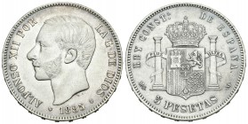 Alfonso XII (1874-1885). 5 pesetas. 1885*18-87. Madrid. MSM. (Cal-42). Ag. 24,90 g. EBC-/MBC+. Est...60,00.