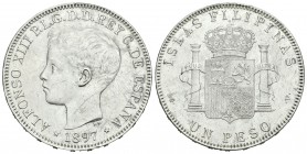 Alfonso XIII (1886-1931). 1 peso. 1897. Manila. SGV. (Cal-81). Ag. 24,92 g. EBC-/EBC. Est...100,00.