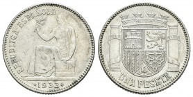 II República (1931-1939). 1 peseta. 1933*3-4. Madrid. (Cal-1). Ag. 5,00 g. EBC+. Est...15,00.