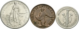 Guerra Civil (1936-1939). 1937. Asturias y León. (Cal-4). Serie de 3 monedas de 2 pesetas, 1 peseta, 50 céntimos. EBC/EBC+. Est...80,00.