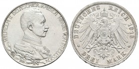Alemania. Prussia. Wilhelm II. 3 marcos. 1913. Berlín. A. (Km-535). Ag. 16,64 g. EBC/EBC+. Est...35,00.