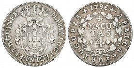 Angola Portuguesa. 4 macutas. 1796. (Km-32). (Gomes-05.02). Ag. 5,82 g. MBC. Est...120,00.