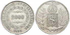Brasil. Pedro II. 2000 reis. 1852. (Km-462). Ag. 25,32 g. EBC. Est...50,00.