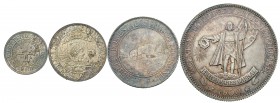 Brasil. Serie de 4 monedas de plata de Brasil del año 1900 con valores 4.000, 2.000, 1.000 y 400 reis. Conmemorativas del 4º Centenario del Descubrimi...