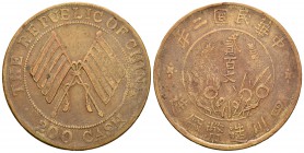 China. Szechuan. 200 cash. 1913. (Km-Y459.1). Ae. 23,75 g. MBC-. Est...40,00.