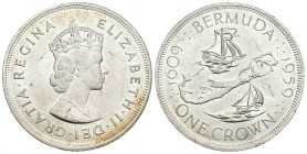 Bermuda. Elizabeth II. 1 corona. 1959. (Km-13). Ag. 28,27 g. SC-/SC. Est...30,00.