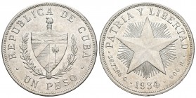 Cuba. 1 peso. 1934. (Km-15.2). Ag. 26,75 g. EBC. Est...35,00.