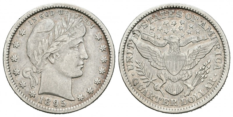 Estados Unidos. 1/4 dollar. 1895. San Francisco. S. (Km-114). Ag. 6,17 g. MBC. E...