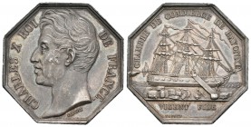 Francia. Charle X. Jetón. 1839-1840. Ag. 11,75 g. Cámara de comercio de Bayona. SC-. Est...70,00.