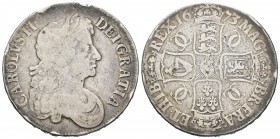 Gran Bretaña. Charles II. Corona. 1673. (Km-435). (S-3358). Ag. 29,34 g. QVINTO en el canto. BC. Est...60,00.