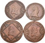 Lote de 4 cobres austriacos, 30 kreuzer 1807-A, 15 kreuker 1807-A, 15 kreuzer 1807-B, 3 kreuzer 1812-B. A EXAMINAR. MBC+/EBC-. Est...110,00.