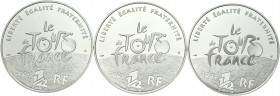 Lote de 3 monedas conmemorativas del Tour de Francia con sus certificados originales. A EXAMINAR. SC. Est...50,00.
