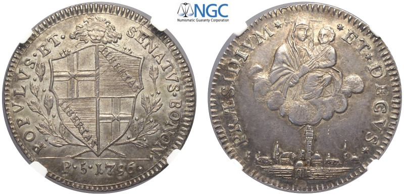Bologna, Governo Popolare (1796-1797), Mezzo Scudo da 5 Paoli 1796, Rara Ag mm 3...