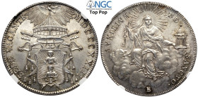 Bologna, Sede Vacante (1823), Mezzo Scudo 1823, Ag mm 35 una moneta eccezionale come appena coniata, in Slab NGC MS67 (cert. 5883388001 Top Pop!)