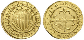Cagliari, Filippo V (1700-1719), Scudo d'oro 1702, Au mm 22,5 g 3,20 lieve mancanza superficiale di metallo al rovescio altrimenti buon SPL
