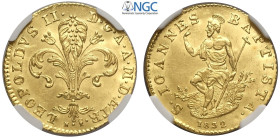 Firenze, Leopoldo II di Lorena (1824-1859), Zecchino o Fiorino d'oro 1832, Au mm 22 metallo fresco e lucente, in Slab NGC MS62