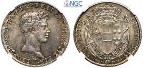 Firenze, Leopoldo II di Lorena (1824-1859), Mezzo Francescone da 5 Paoli 1828, Ag mm 31 bella patina e alta conservazione, in Slab NGC MS63+ (second b...