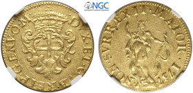 Genova, Repubblica (1528-1797), Zecchino 1737, Rara Au mm 22 in Slab NGC AU58