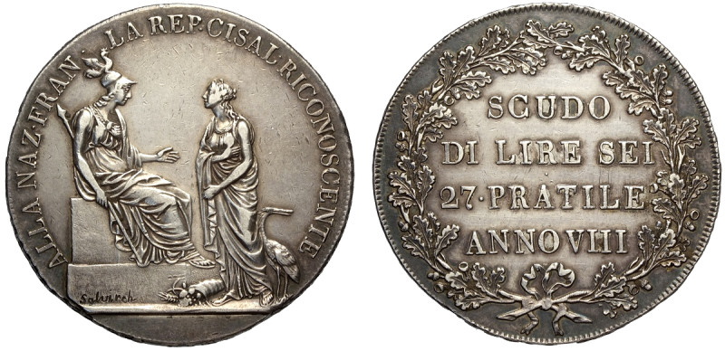 Milano, Repubblica Cisalpina (1800-1802), Scudo da 6 Lire anno VIII (1799-1800),...