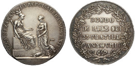 Milano, Repubblica Cisalpina (1800-1802), Scudo da 6 Lire anno VIII (1799-1800), Rara Ag mm 39 BB-SPL