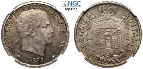 Milano, Napoleone I Re d'Italia (1805-1814), 2 Lire 1808 del secondo tipo, RR Ag mm 28 di ottima qualità, in Slab NGC MS62 (cert. 6638567005 Top Pop!)...