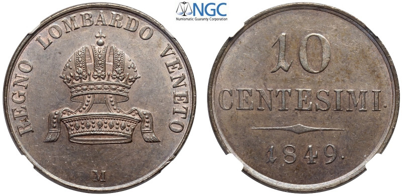 Milano, Francesco Giuseppe I d'Asburgo Lorena (1848-1866), 10 Centesimi 1849, Ra...