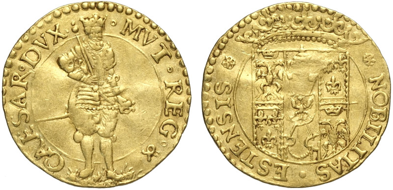 Modena, Cesare d'Este (1597-1628), Ongaro, rara variante col Duca su terreno erb...