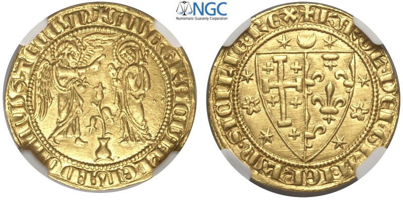 Napoli, Carlo I d'Angiò (1266-1285), Saluto d'oro, RR Au mm 22 alta conservazion...
