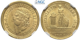 Napoli, Ferdinando I di Borbone (1816-1825), 3 Ducati 1818, Au mm 18 in Slab NGC MS62