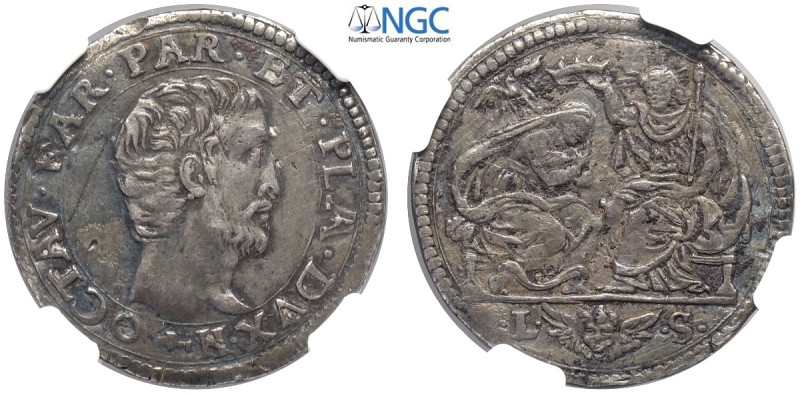 Parma, Ottavio Farnese (1547-1586), Quarto di Scudo sigle LS, RR MIR-930/2 Ag mm...
