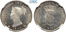 Parma, Maria Luigia d'Austria (1815-1847), 10 Soldi 1815, Ag mm 18 FDC fondi speculari, in Slab NGC MS64