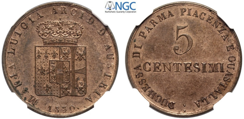 Parma, Maria Luigia d'Austria (1815-1847), 5 Centesimi 1830, Cu mm 27,2 in Slab ...
