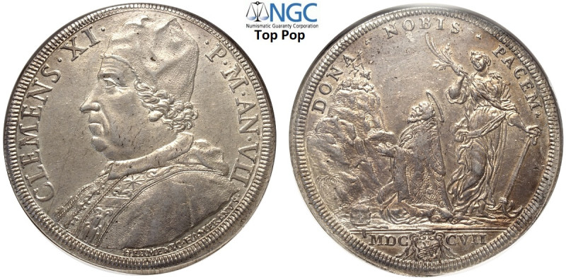 Roma, Clemente XI (1700-1721), Piastra 1707-VII, RR Dav-1437 Ag mm 44 di alta co...