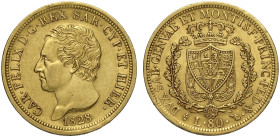 Savoia, Carlo Felice (1821-1831), 80 Lire 1828-L Torino, Au mm 33 BB-SPL