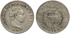 Savoia, Carlo Felice (1821-1831), 50 Centesimi 1827 Genova, Ag mm 18 g 2,49 SPL