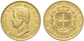 Savoia, Carlo Alberto (1831-1849), 20 Lire 1832 Torino C/ rigato, Rara Au mm 21 buon BB